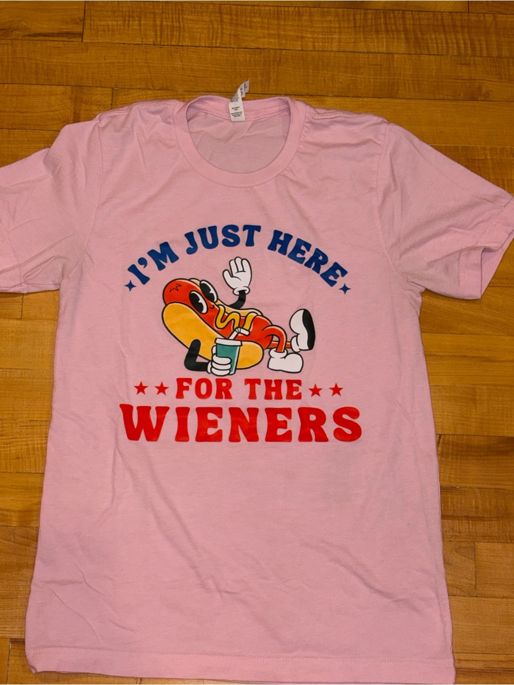 Pink Graphic Tee "I'm Just Here For The Wieners"